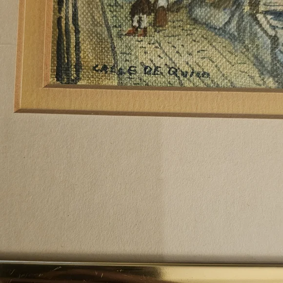 Charming Street Scene Painting with Gold Frame - Picture 3 of 4